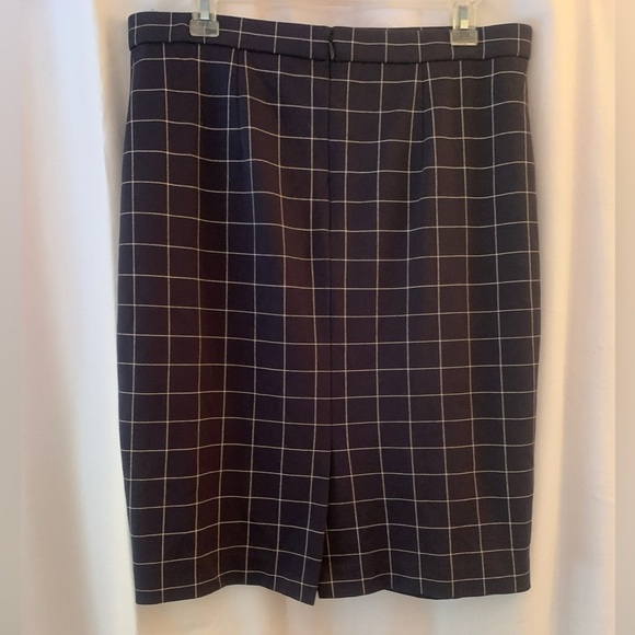 Ann Taylor Navy Blue Square-Pattern Lined Tailored Skirt Rayon Blend; Size 10 - Picture 3 of 8